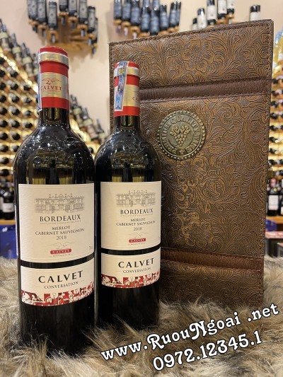 Rượu Vang Pháp Bordeaux Calvet Hộp Quà Da Cao Cấp